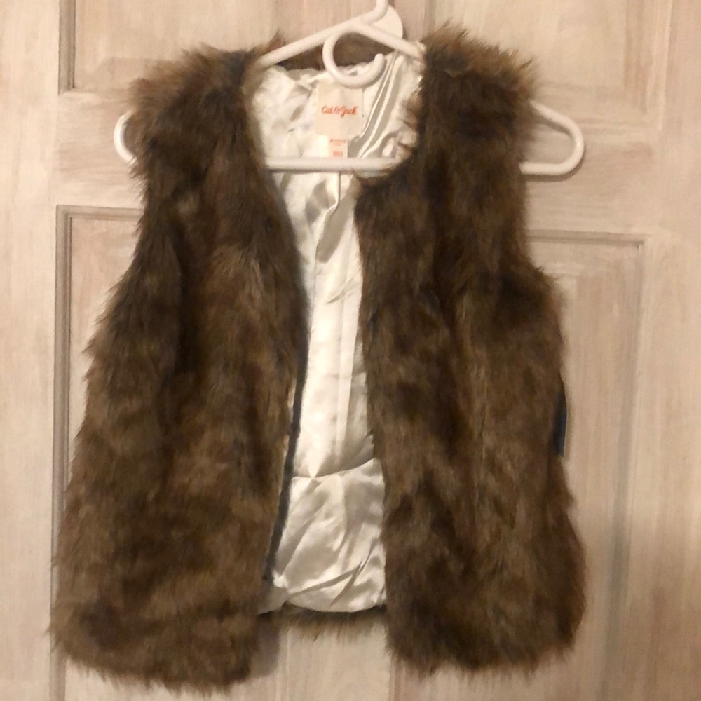 Girls Brown Fur Vest